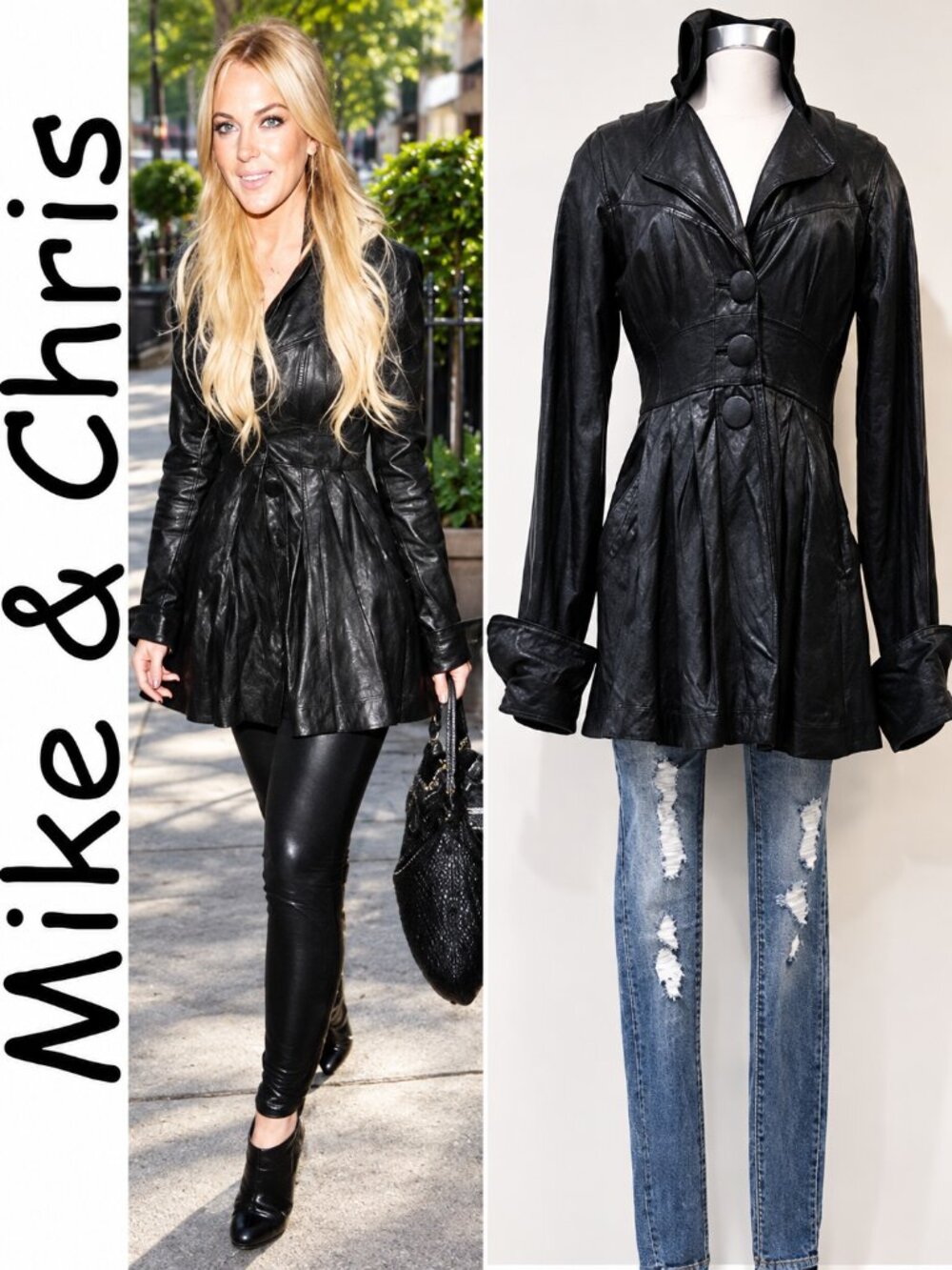 💥KILLER DESING!💥Vtg Victorian Steampunk Peplum Trench in Black Lamb Leather